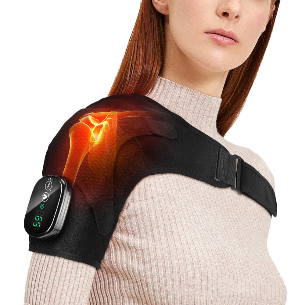Cordless Heated Shoulder Brace with Vibration, Shoulder Massager for Men & Women