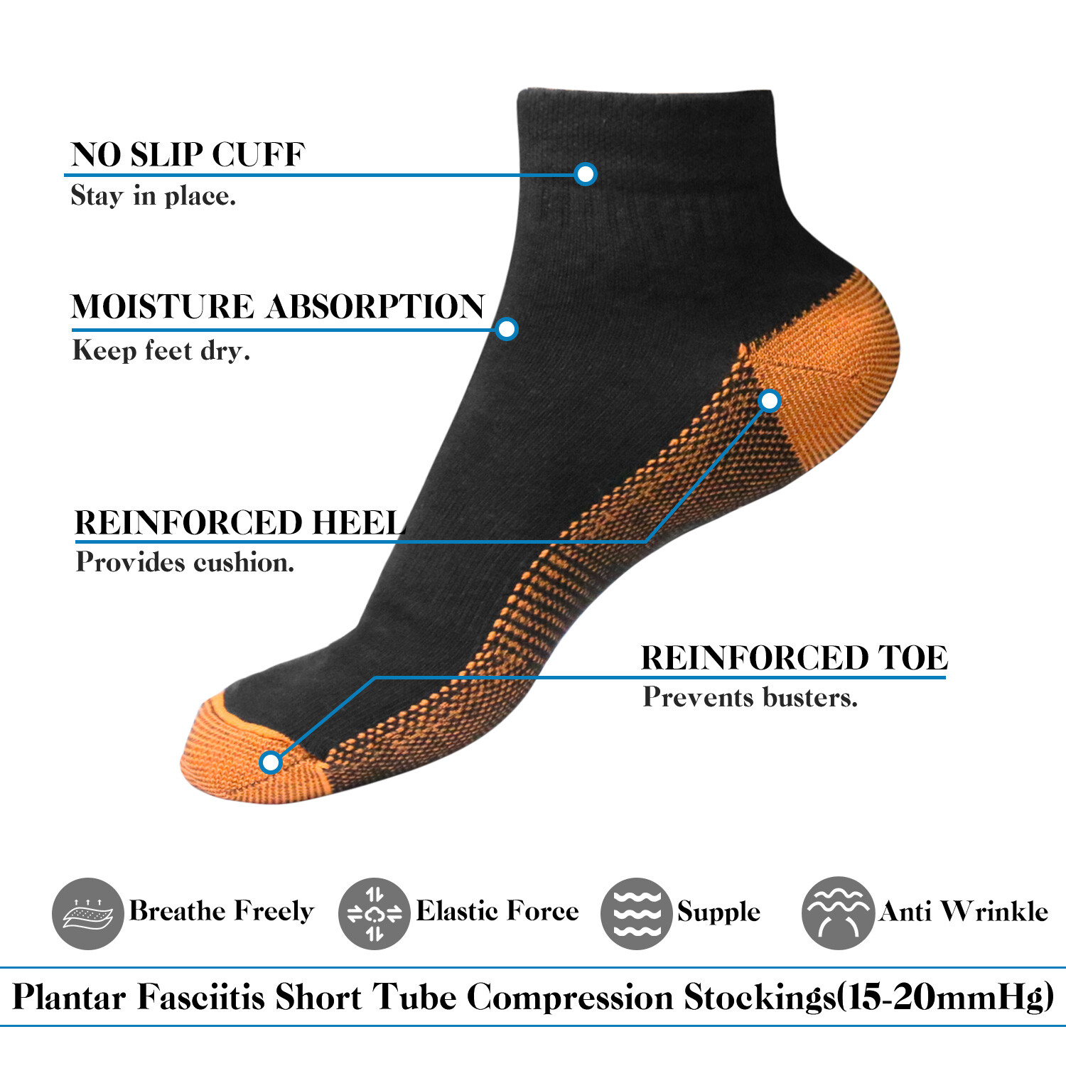 1-3Pair Compression Socks Women Men Arch Support Plantar Fasciitis Running Ankle