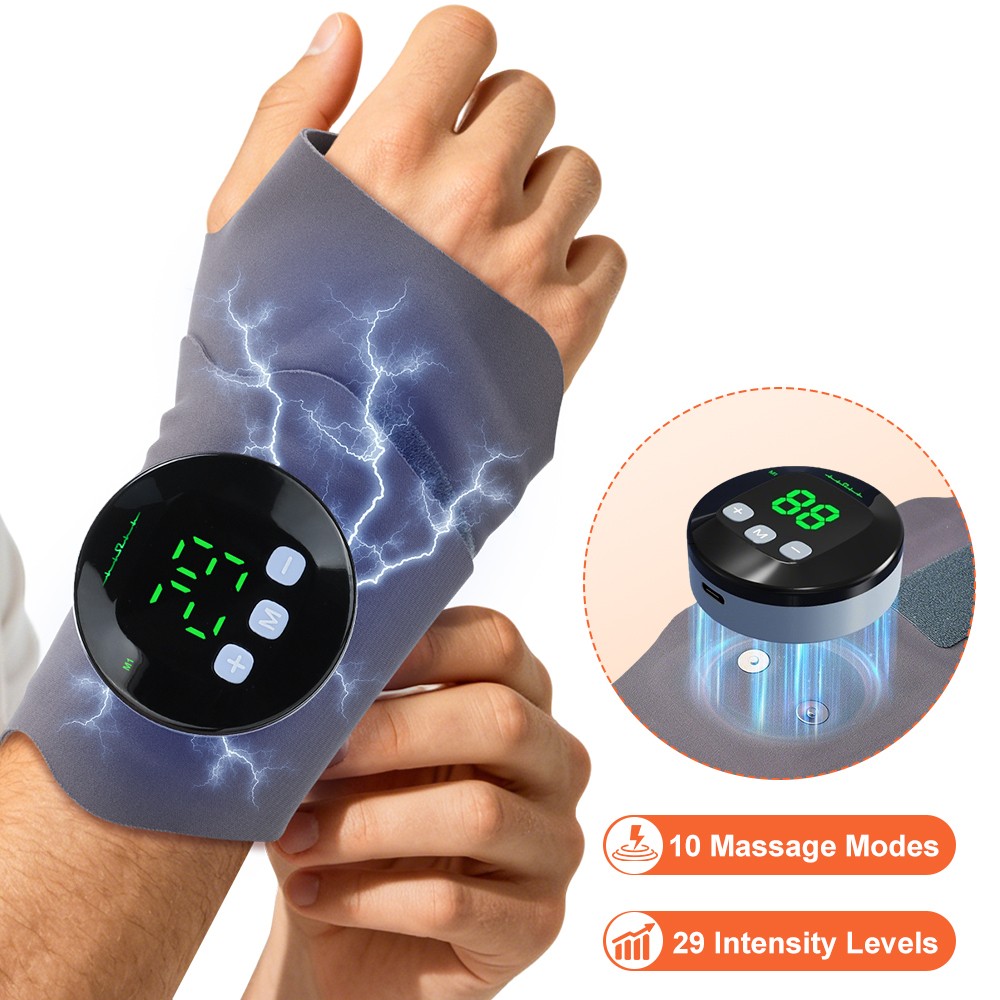 EMS Electric Wrist Massager 10 Vibration Mode Carpal Tunnel Arthritis PainRelief
