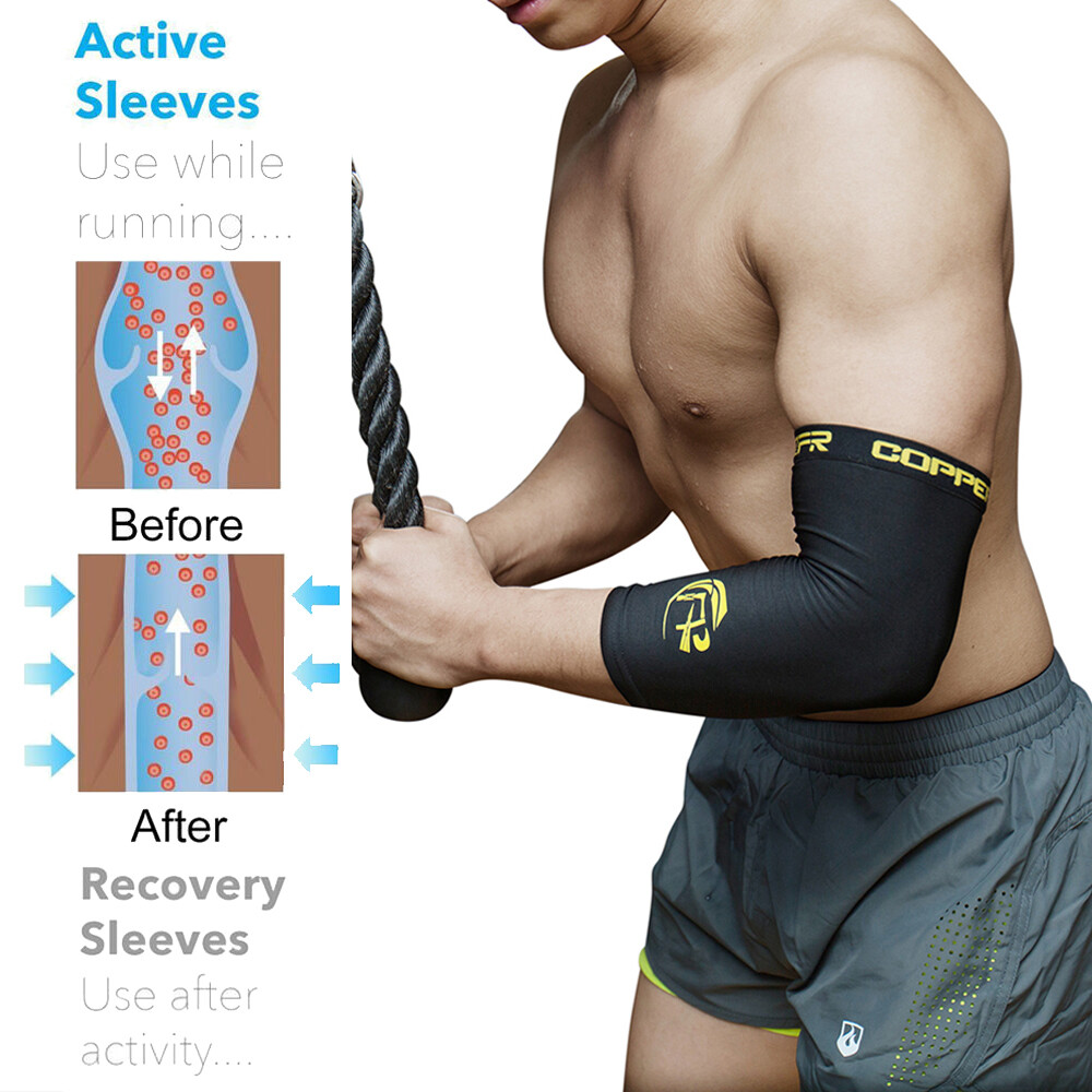 Copper Elbow Support Brace Arm Compression Sleeve Tennis Arthritis Joint Pain US