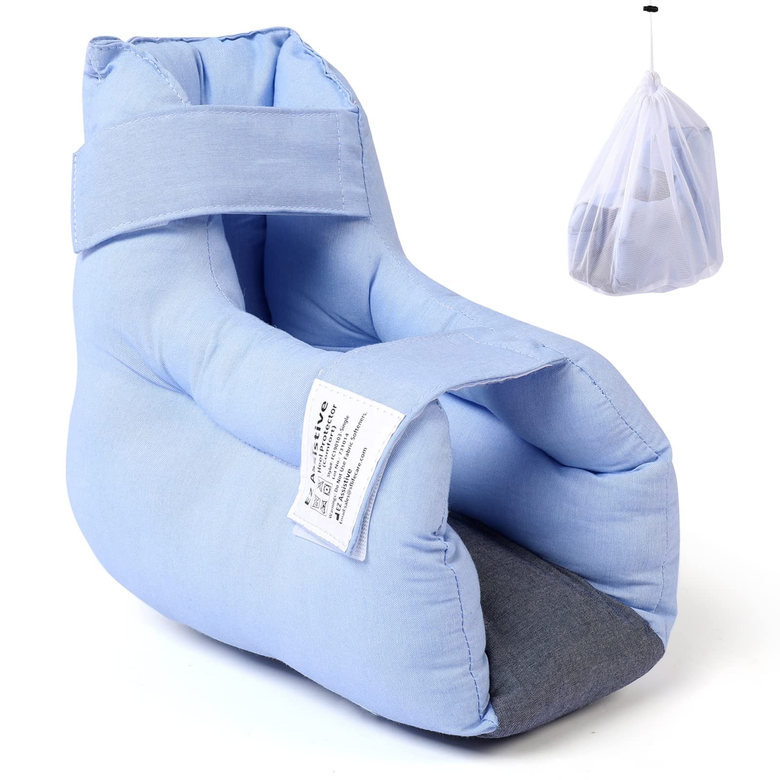 EZ Assistive Heel Protectors for Pressure Sores Adjustable Soft Cotton Blue