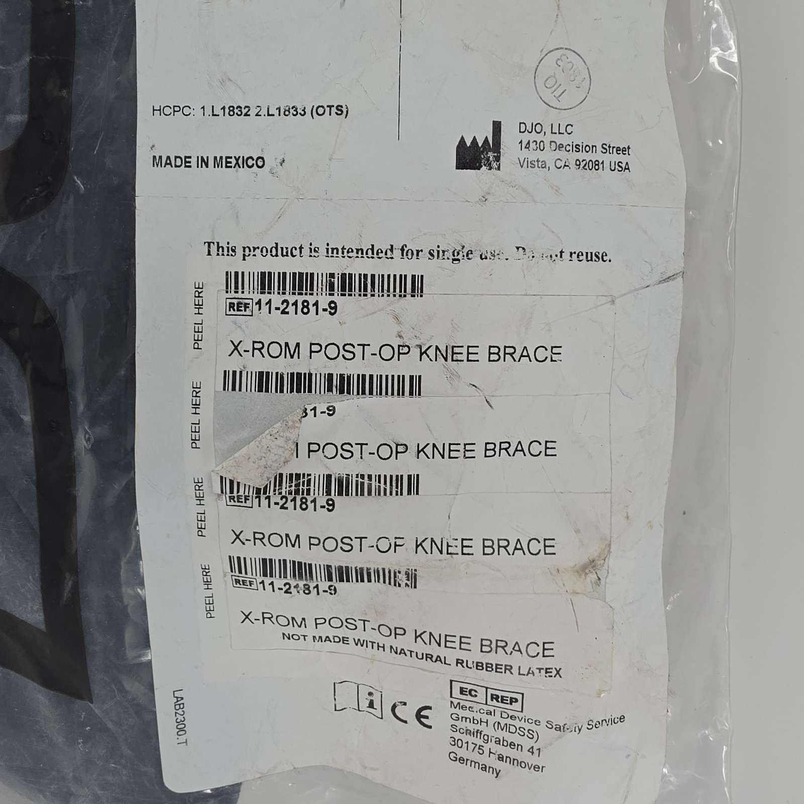 Donjoy X-ROM Post-op Knee Brace 11-2181-9 DJO Brand New!