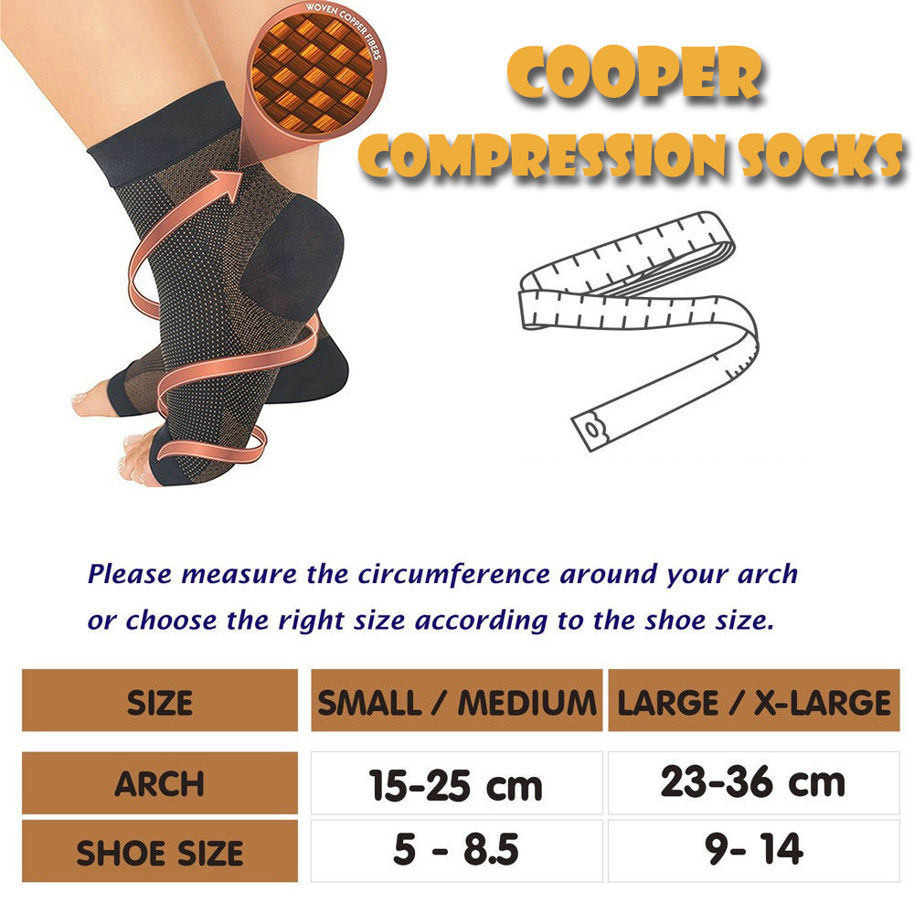 Plantar Fasciitis Compression Socks Heel Foot Arch Pain Relief Support COPPER