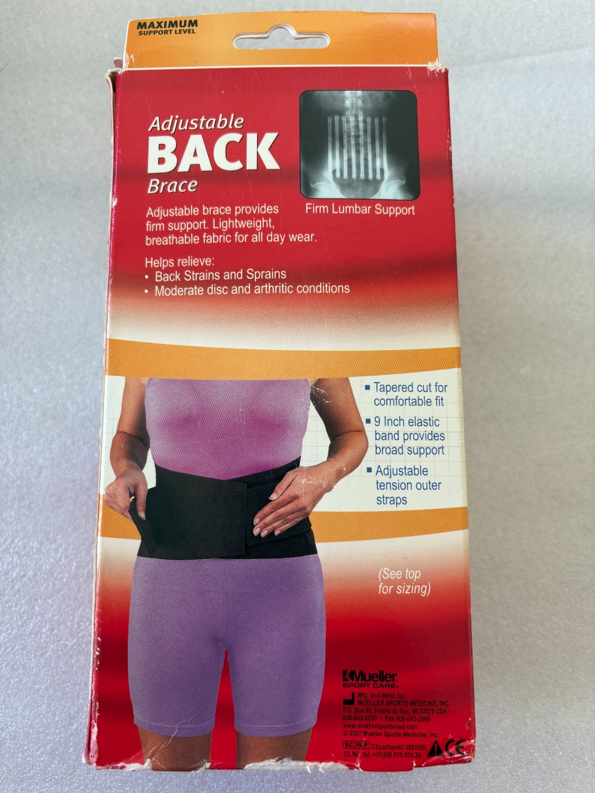 Mueller BACK BRACE Adjustable Maximum Support Level 6711 Black One Size Unisex
