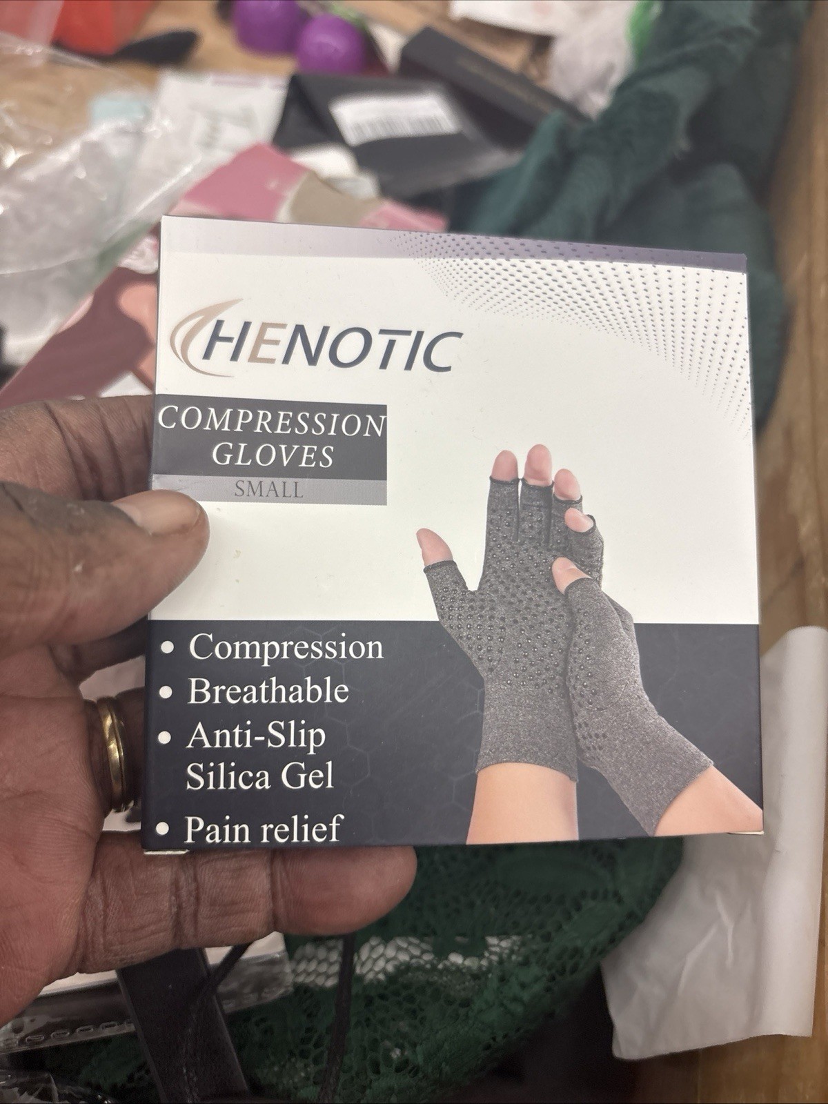 Henotic Compression Glove Hand & Wrist Size Small Light Support (Grey)