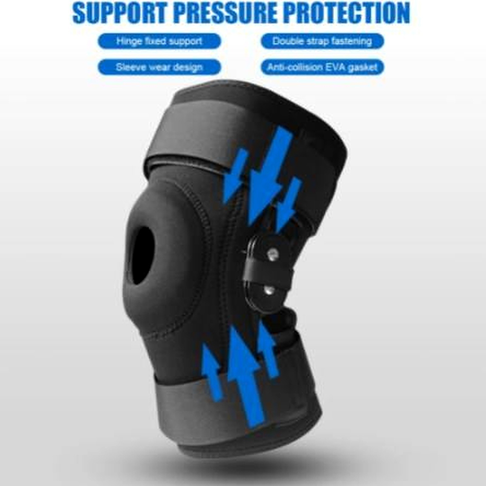 Adjustable Open Patella Hinged Knee Brace Compression Support Pain Relief Wraps