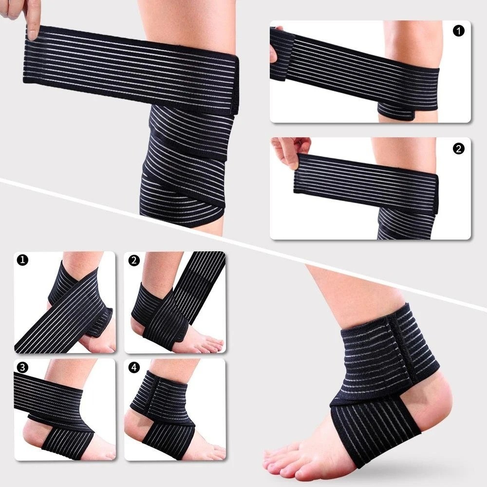1 PCS Extra Long Elastic Knee Wrap Compression Bandage Brace , Adjustable Com…