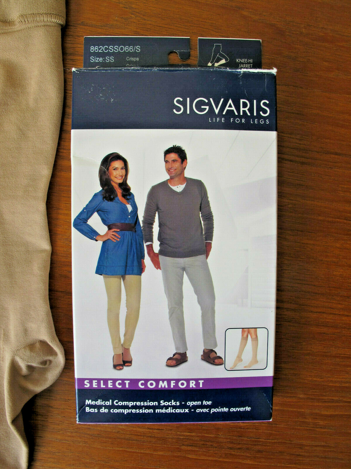 New in Box Sigvaris Life For Legs Medical Compression Socks (Open Toe) Knee Hi S