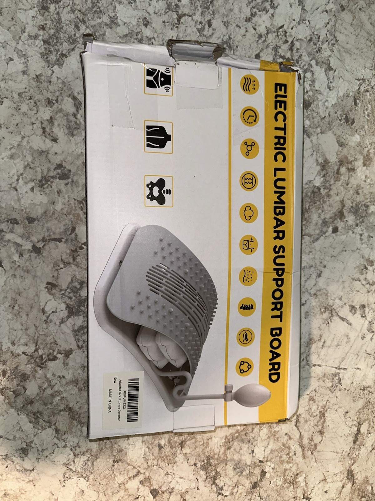 Electric Lumbar Back Support Board Massage Pad, Gray/White, One Size