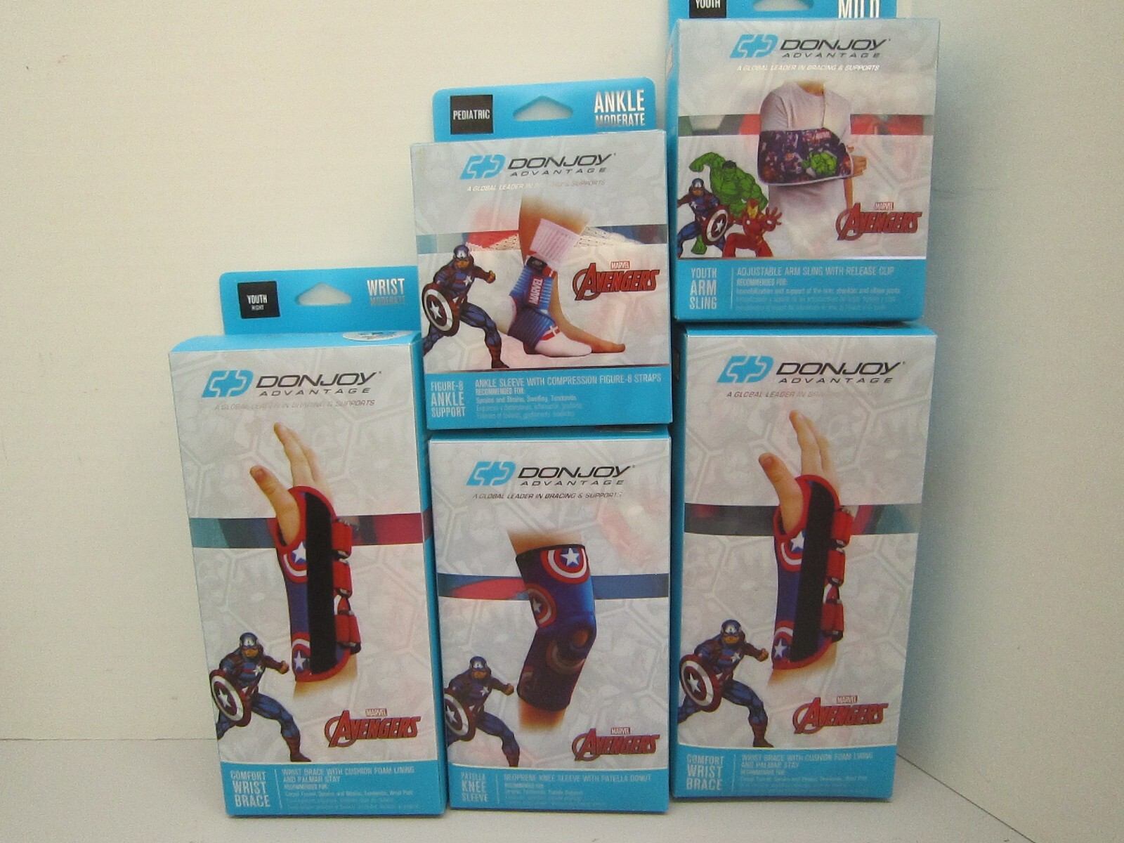 DONJOY Marvel Avengers Cpt. America Wrist,ankle.knee & sling Youth {LOT OF 5}