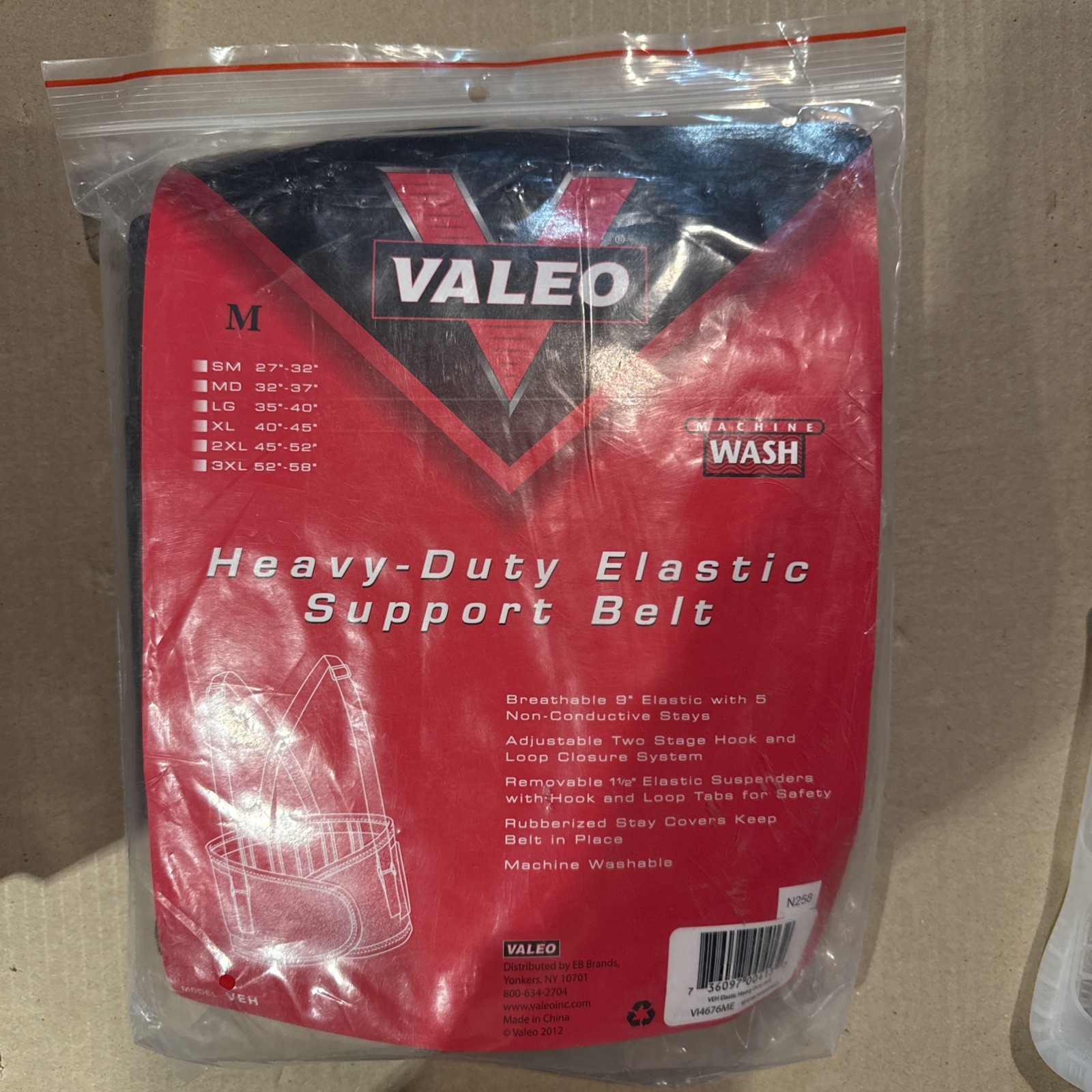 Valeo VI4676ME Heavy-Duty Elastic Back Support, Black, Medium