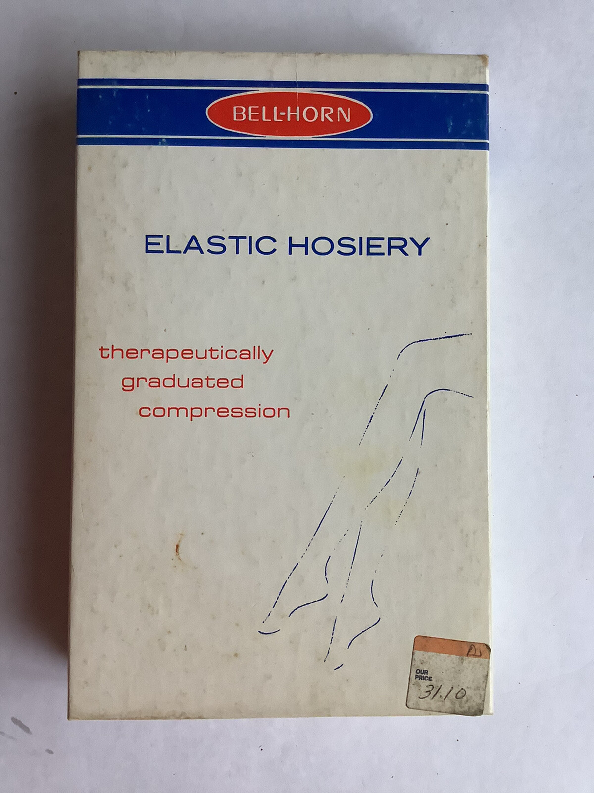 Vtg Graduated Compression Full Leg Stockings Bell-Horn Closed Toe Med Tropical