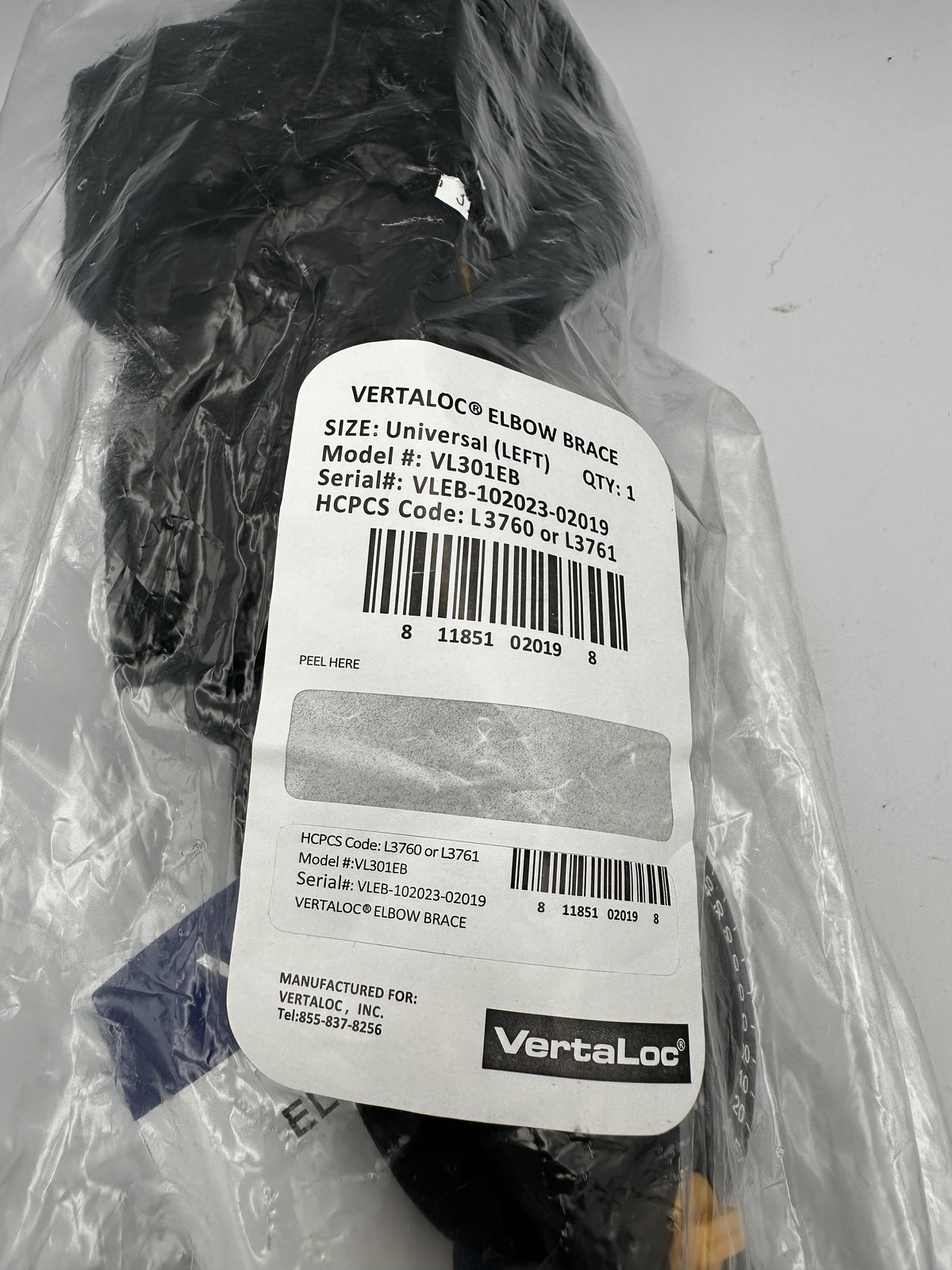 VertaLoc Elbow Brace Universal Left VL301EB Adjustable Orthosis Support New