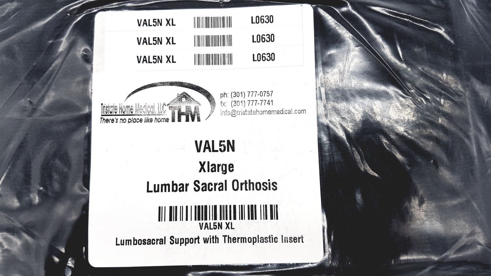 Lumbar Sacral Orthosis VAL5N X-Large Lumbosacral Support W/Thermoplastic Insert