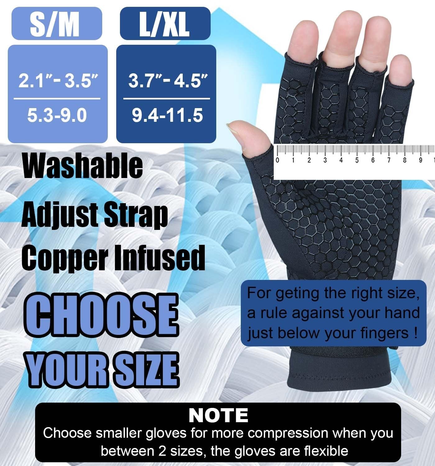 2 Pairs Compression Arthritis Gloves for Hand Pain Relief, Wrist Support, Finger
