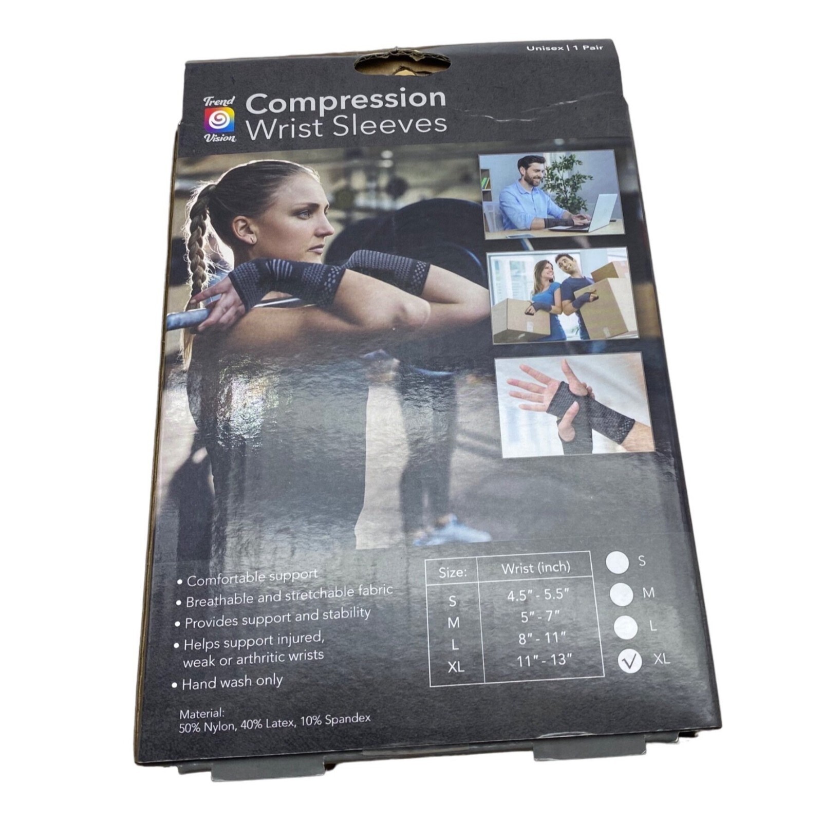Trend Vision Compression Wrist Sleeves Unisex XL 11-13” Injury Arthritis NEW NWT