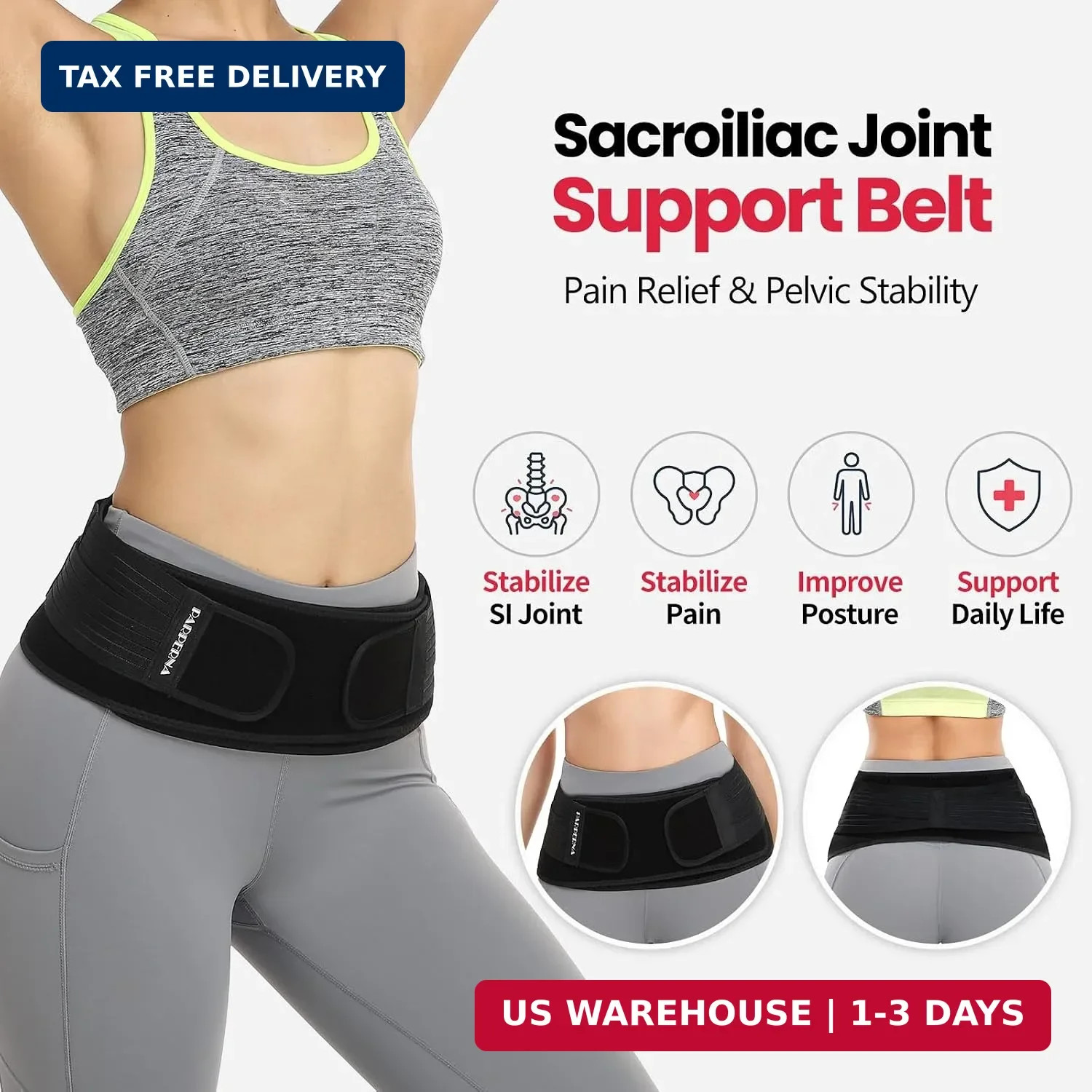 Sacroiliac SI Hip Belt for Women Men SI Joint Hip Belt Lower Back Support Brace
