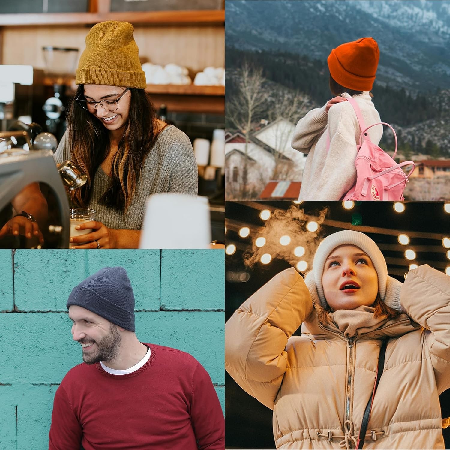 PFFY Unisex Beanie Hats for Men Women Plain Knit Winter Beanies Warm Hat | Doubl