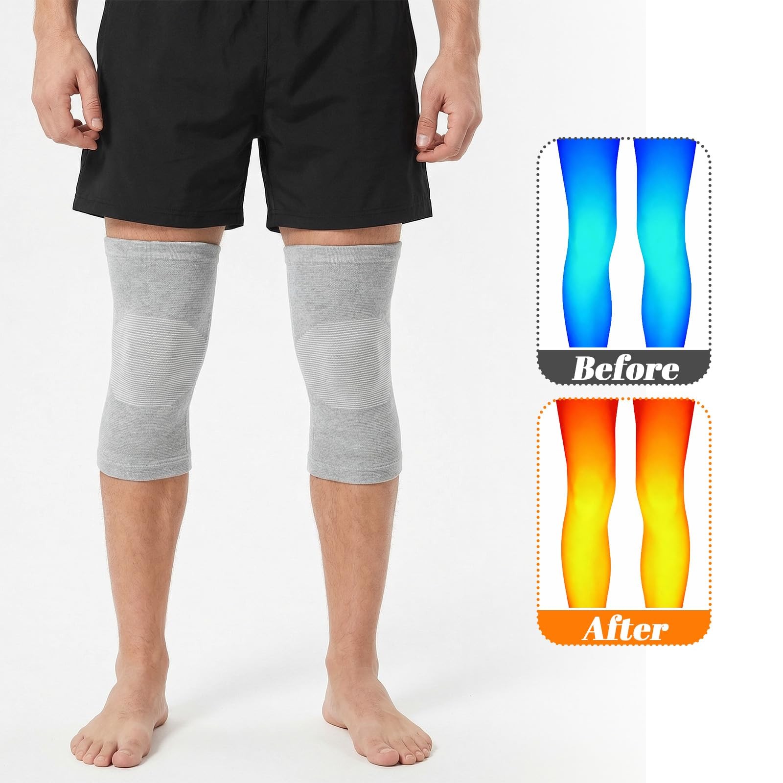 Susade Bamboo Charcoal Compression Knee Sleeve 1 Pairs Elastic Warm Knee…