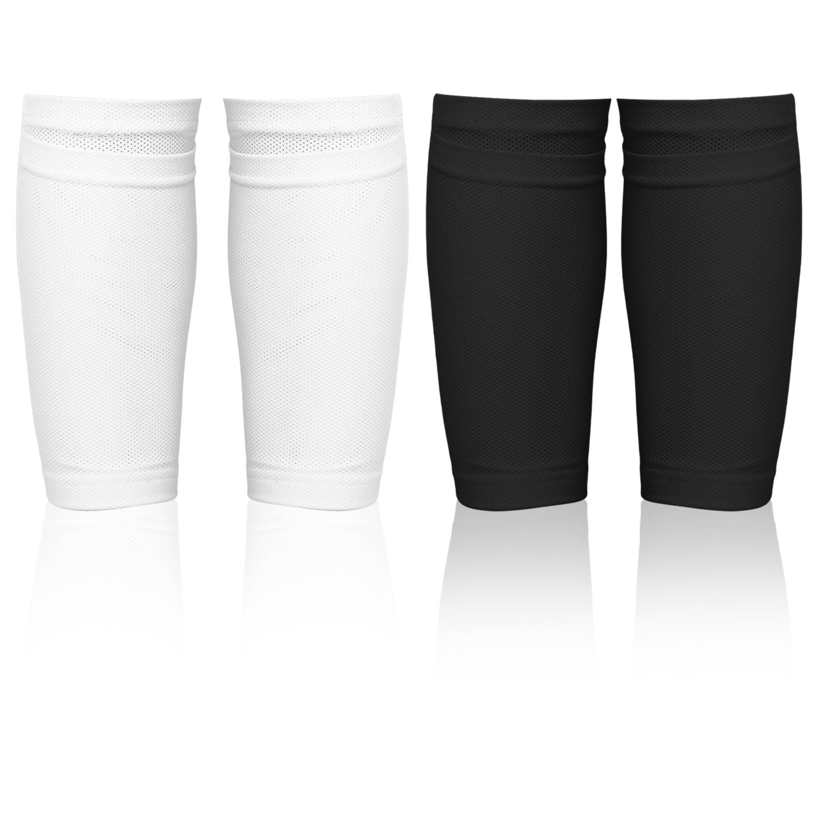 4Pack Double-Layer Soccer Shin Guard Sleeves with Pocket for Football Basketball