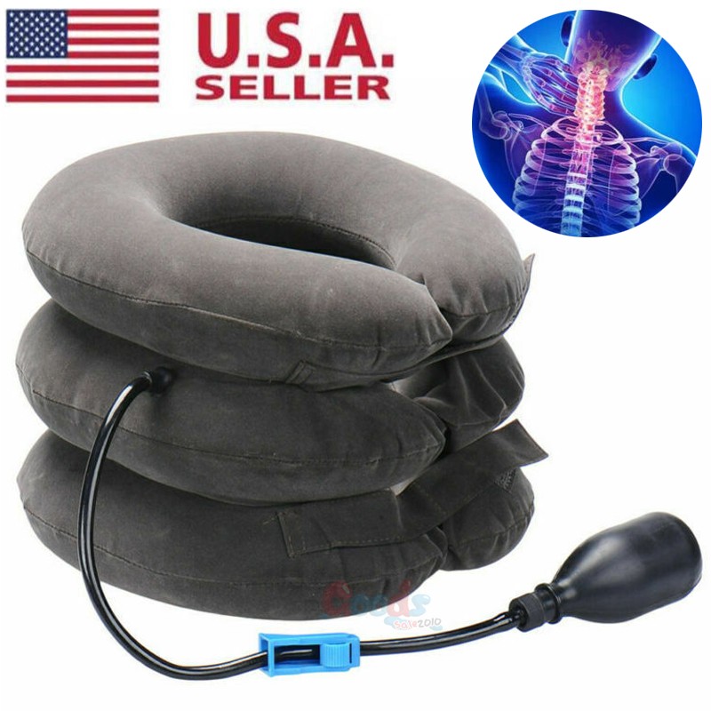Inflatable Adjustable Neck Pillow Cervical Traction Collar Stretcher Neck Pain