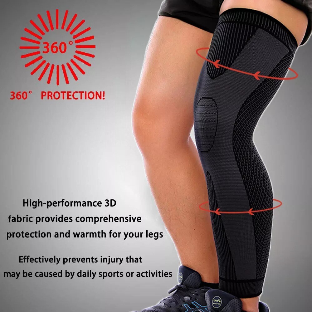 Full Leg Knee Brace Compression Sleeve Sport Support Stabilizers Injury Recovery