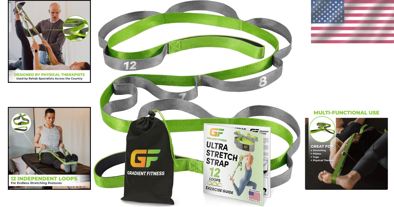 Durable Stretching Strap for Therapy & Flexibility – Includes 12 Exercise Guide