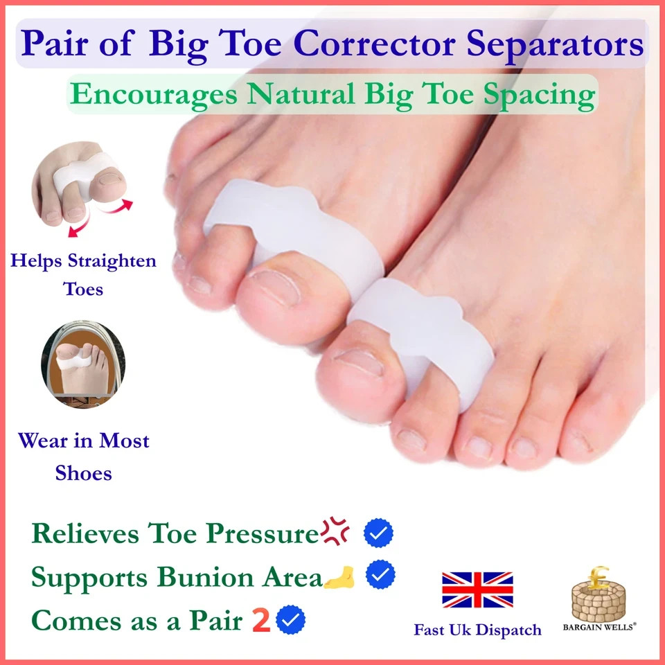 2x Toe Big Bunion Corrector Separator Gel Straightener Valgus Hallux Foot Pair