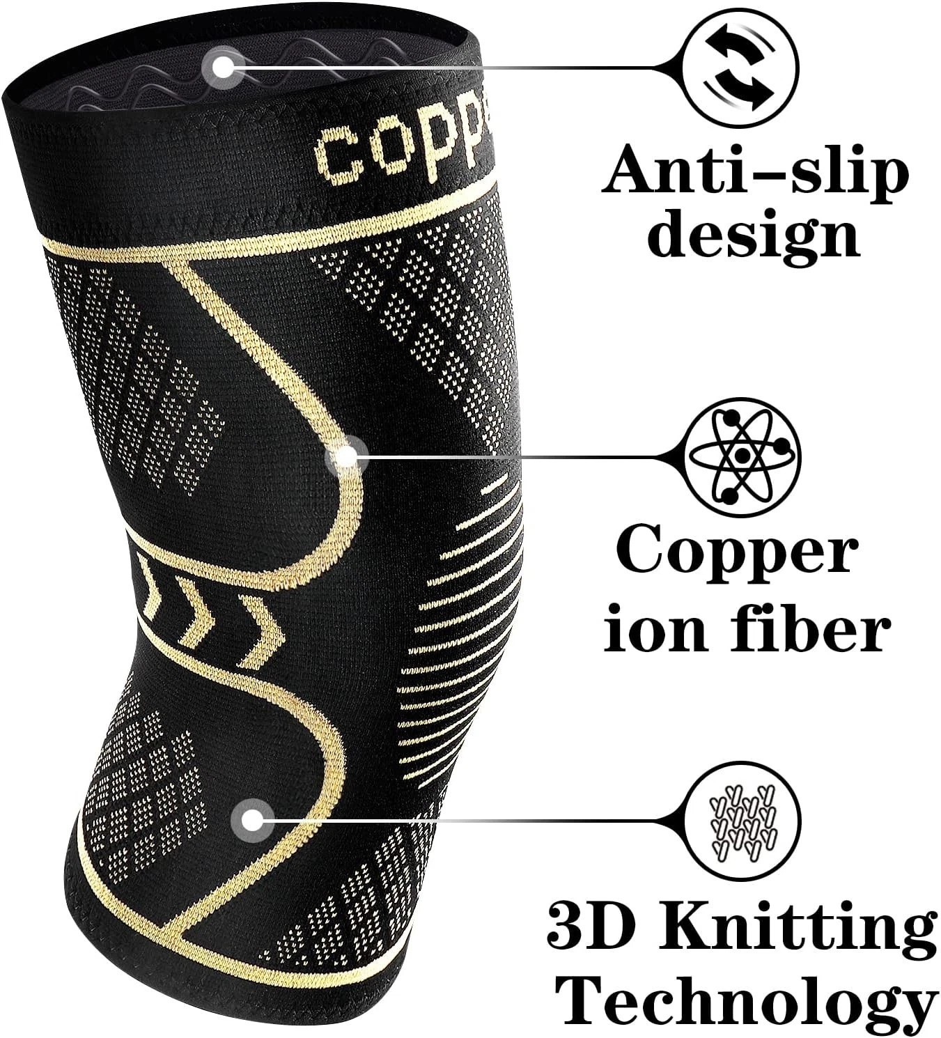 2 Pack Sleeves Copper Silver Brace Support Sport Joint Injury Pain Women & Men