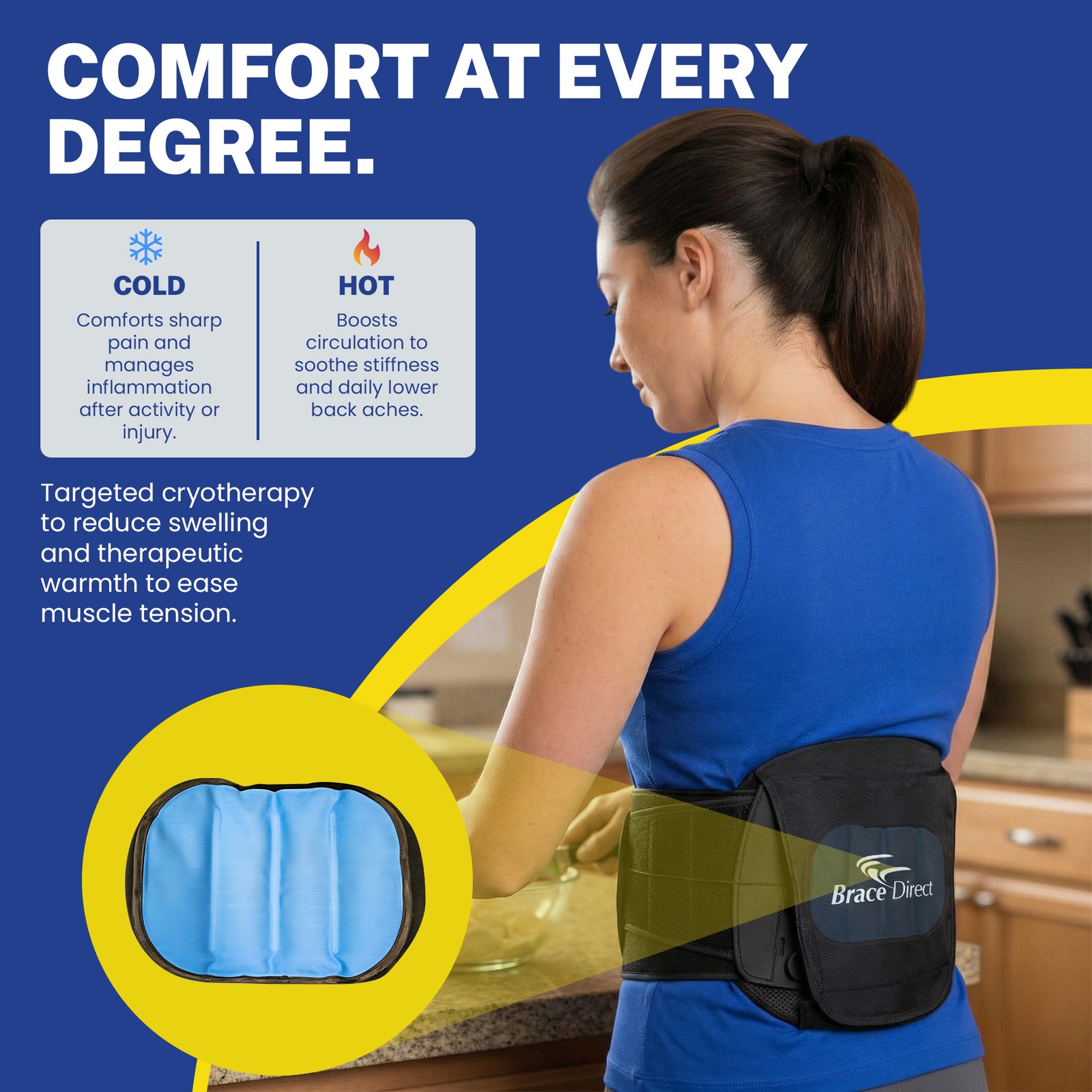 Brace Direct Back Brace Hot/Cold Therapy Pack – Small, Oval & Large – Reusable