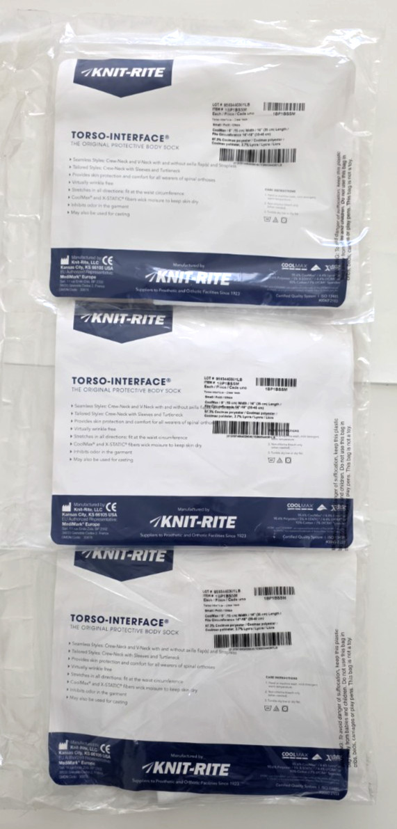 3x Knit Rite Torso Interface Original Small 6″x14″ Protective Body Sock