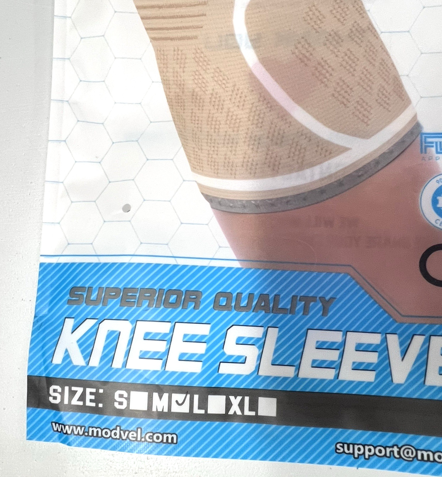 Modvel Knee Sleeve Brace Compression Support Pair 2 PCS (1 New) Size Medium Nude
