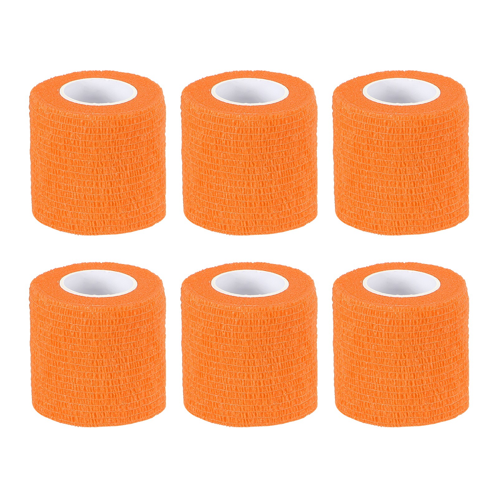 1″ x 177″ 6 Pcs Self Adhesive Bandage Wrap Elastic Self Tape Bright Orange