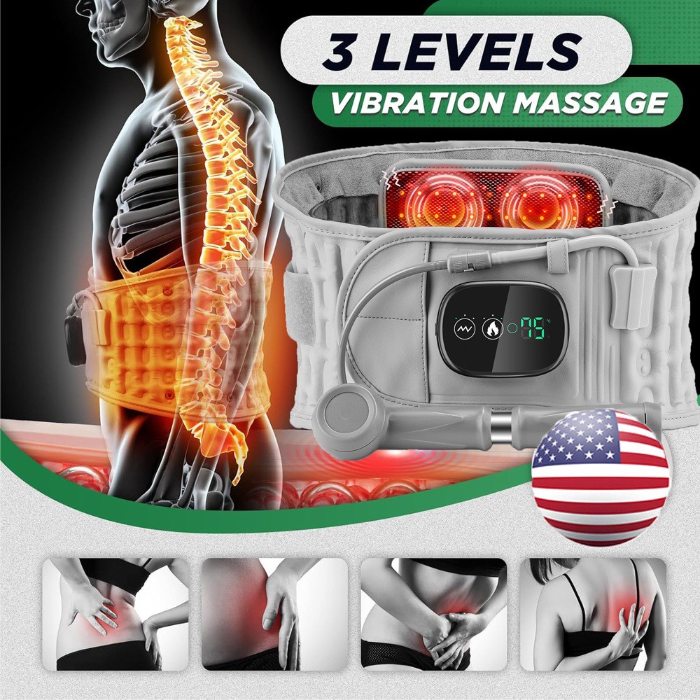 Inflatable Heating Massage Decompression Belt Lumbar for Lower Back Pain Relief