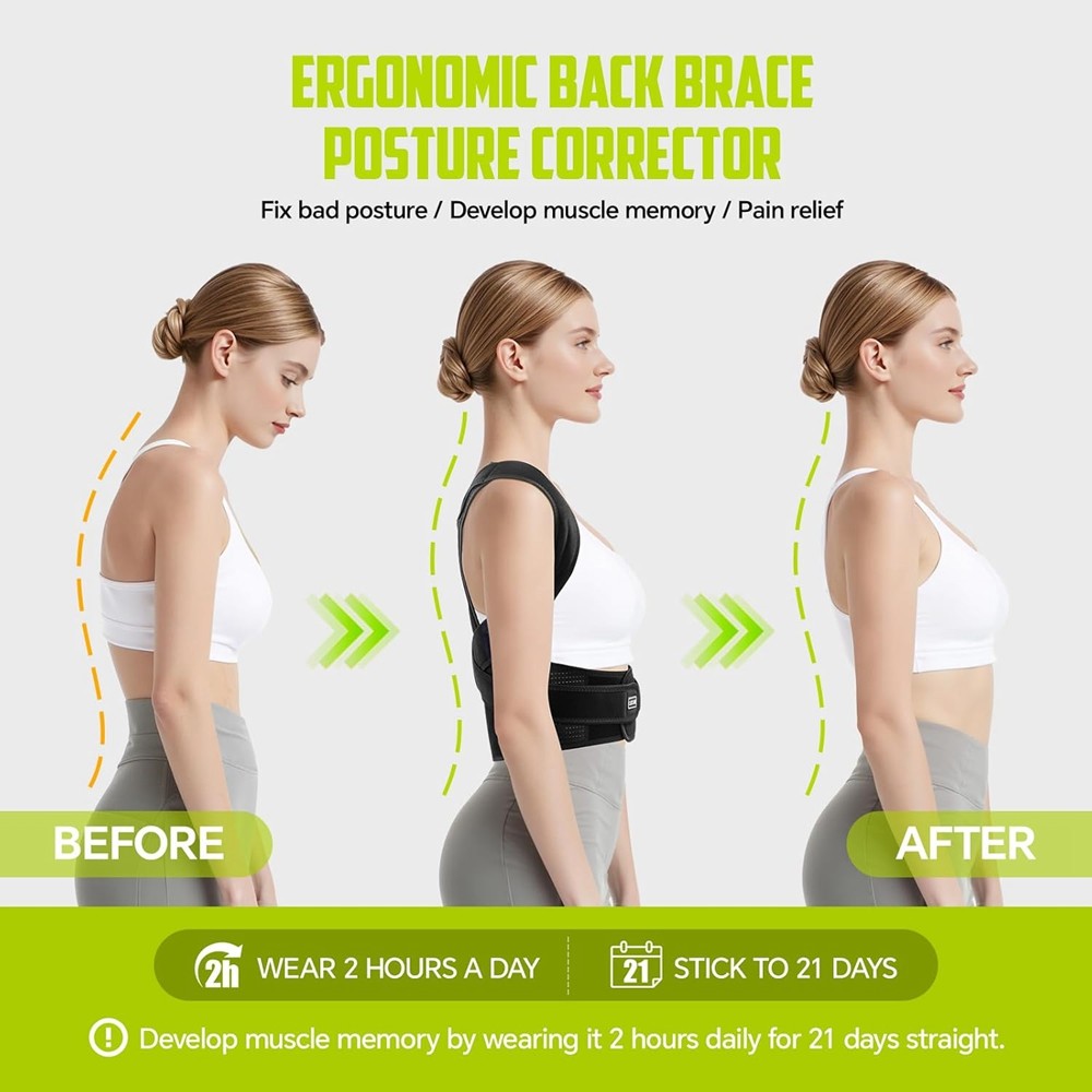 Comfortable Posture Improvement Corrector Full Back Pain Relief For Women/Men