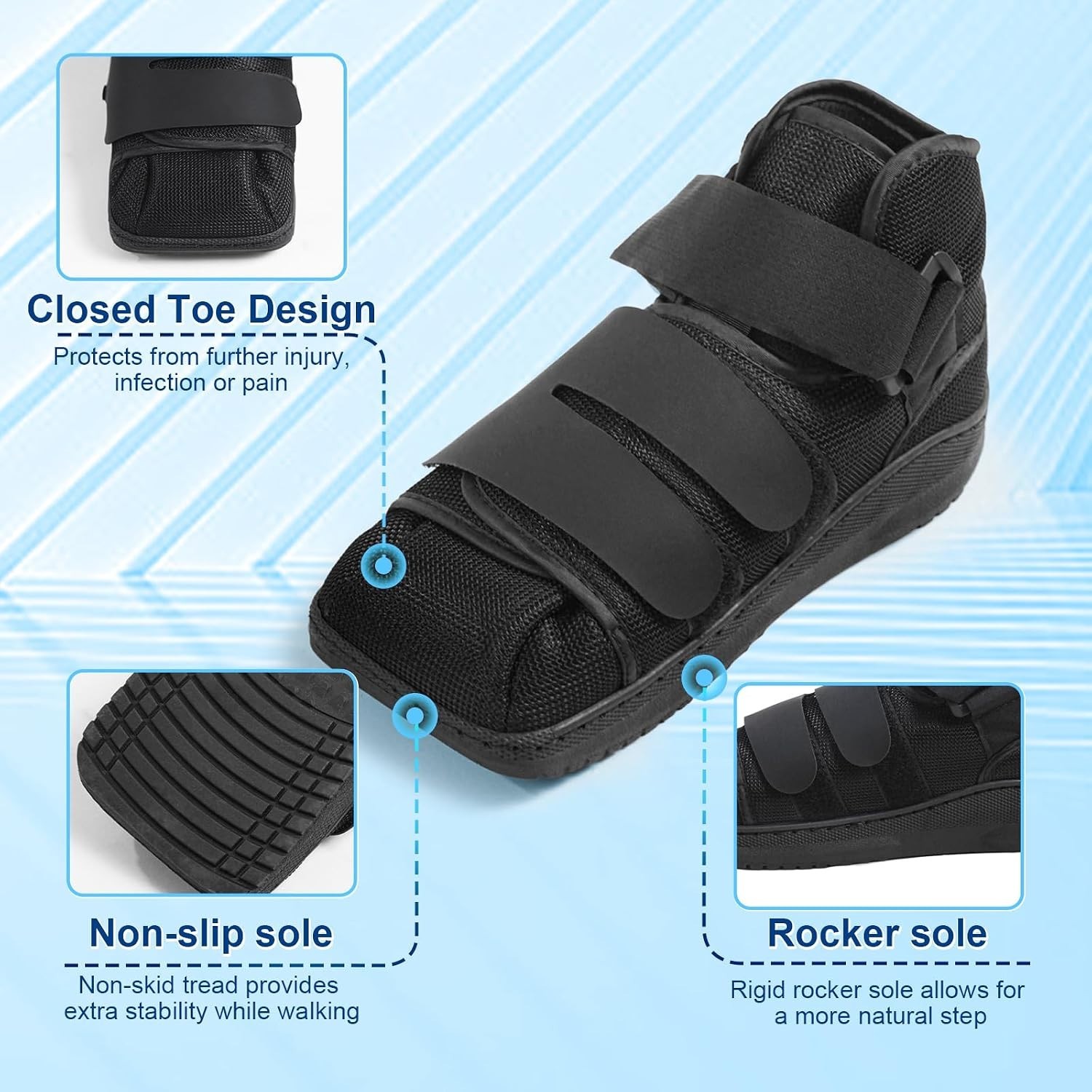 Durable Closed Toe Surgical Shoes – Lightweight Support for Fast Healing, Adults
