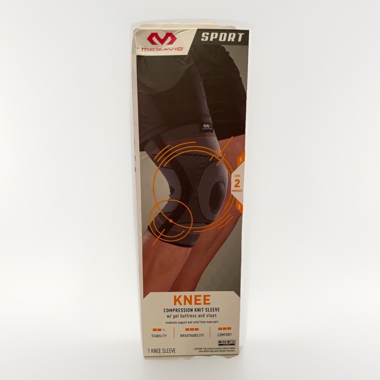McDavid Sport Knee Knit Sleeve with Gel Buttress and Stays – Gray –