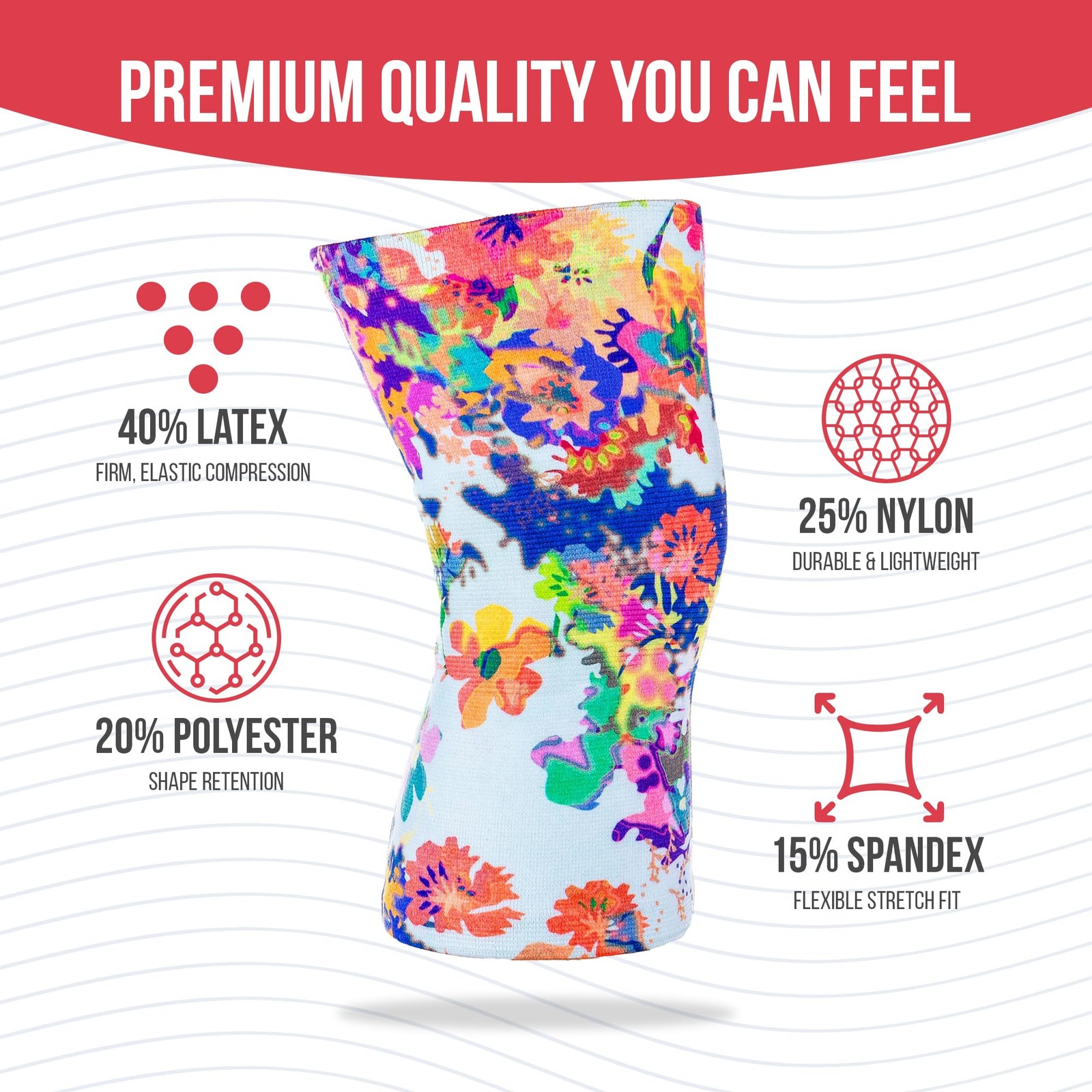 Celeste Stein Compression Knee Brace for Plus Size 14″-17″, Navy Mosaic Lace