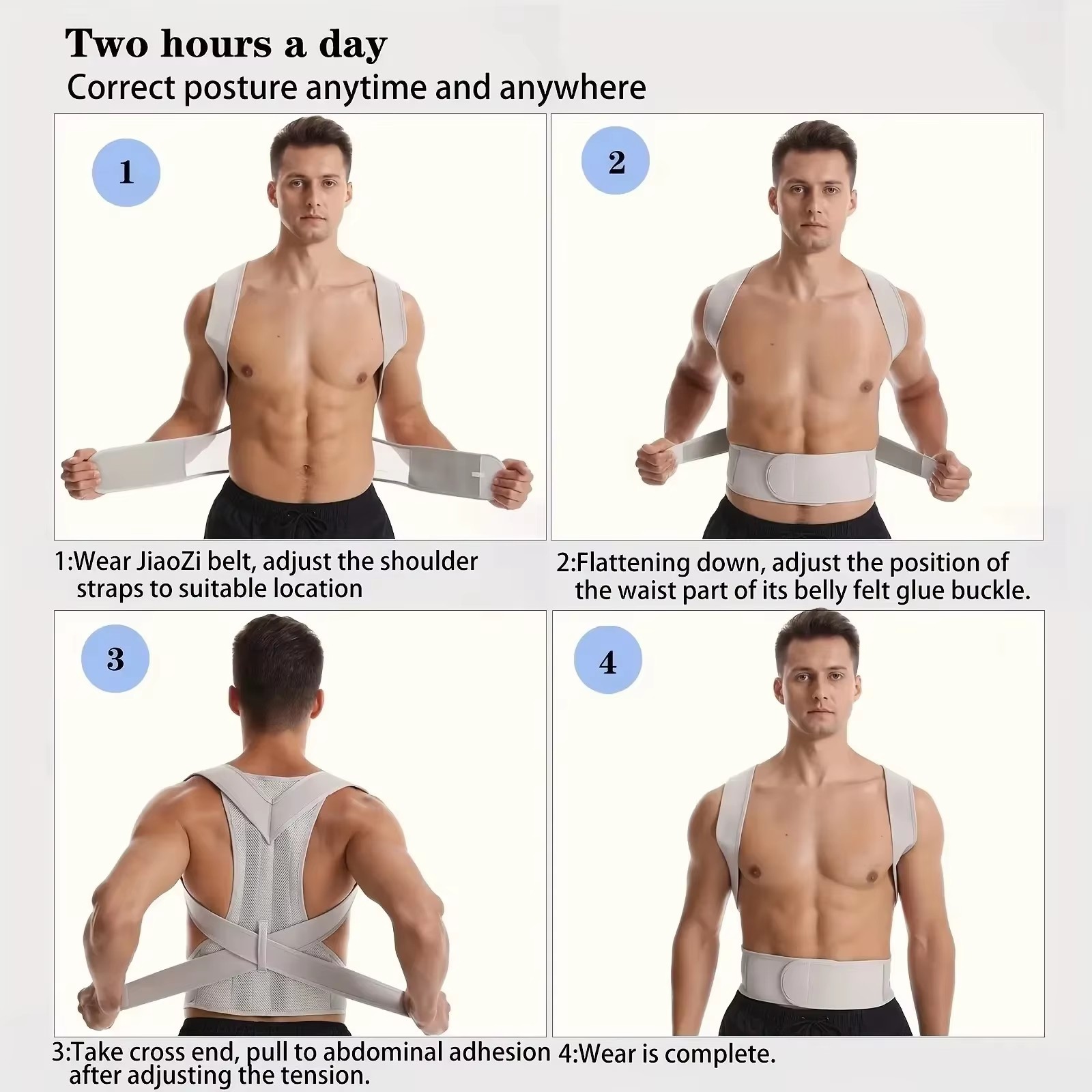 Adjustable Back Support Belt Breathable Shoulder Strap Posture Support S-XXXL