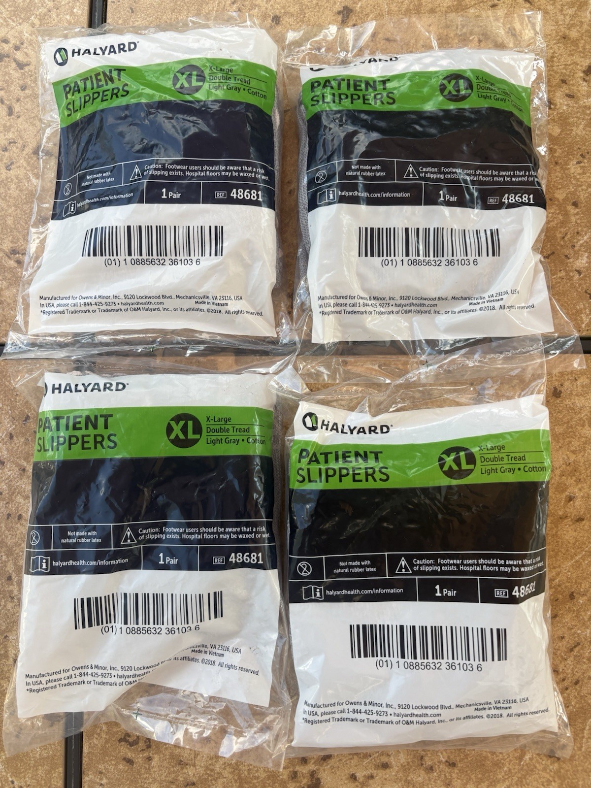 HALYARD Patient Double Tread Slippers Socks, 4 pairs, FREE SHIPPING