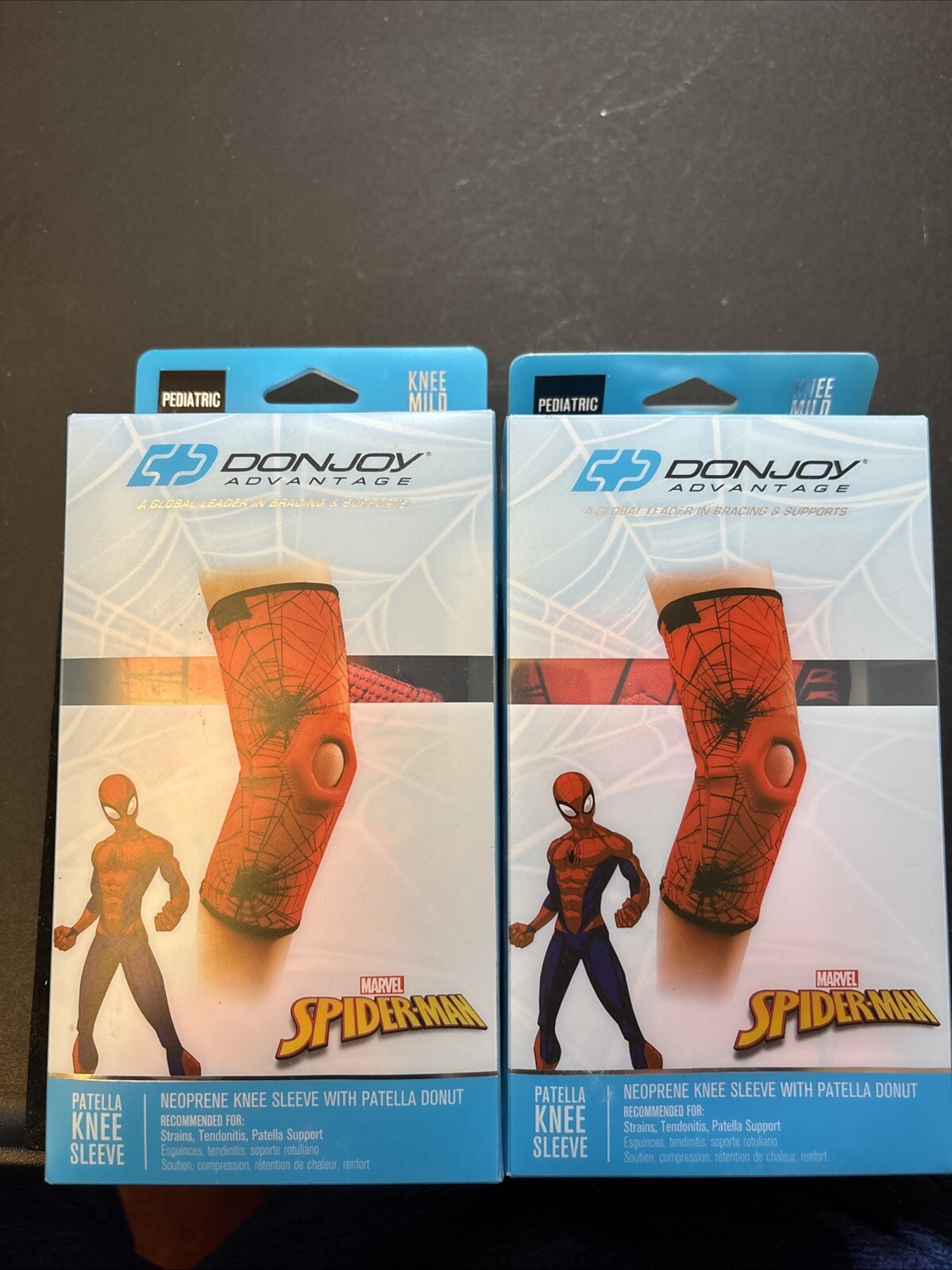 x2 DonJoy Spiderman Neoprene Patella Knee Sleeve Pediatric Size