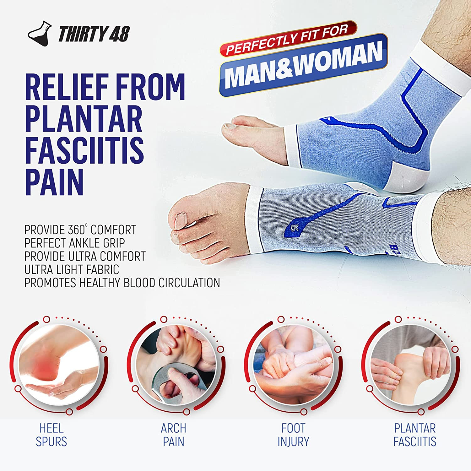 Plantar Fasciitis Compression Socks(1 or 2 Pairs), 20-30 Mmhg Foot Compression S