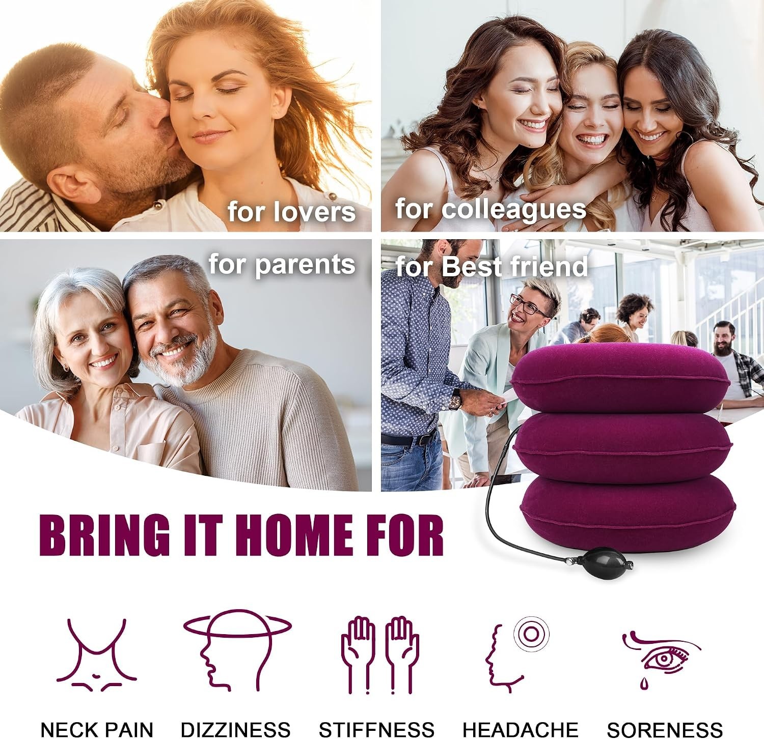 Easy-to-Use Inflatable Neck Stretcher for Effective Spine Alignment & Relaxation