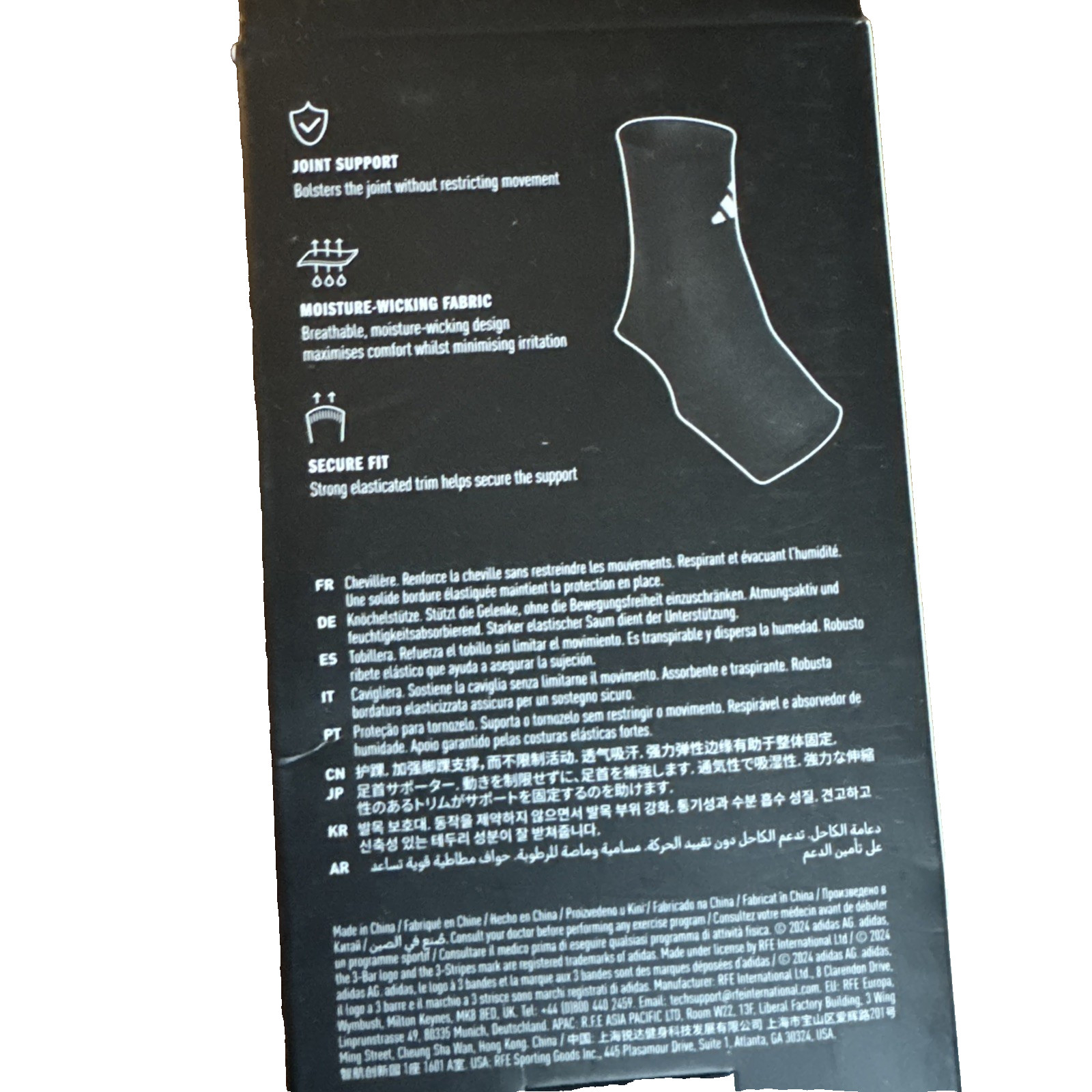 Adidas Performance Ankle Support Sleeve Climacool Breathable Black Size L NEW