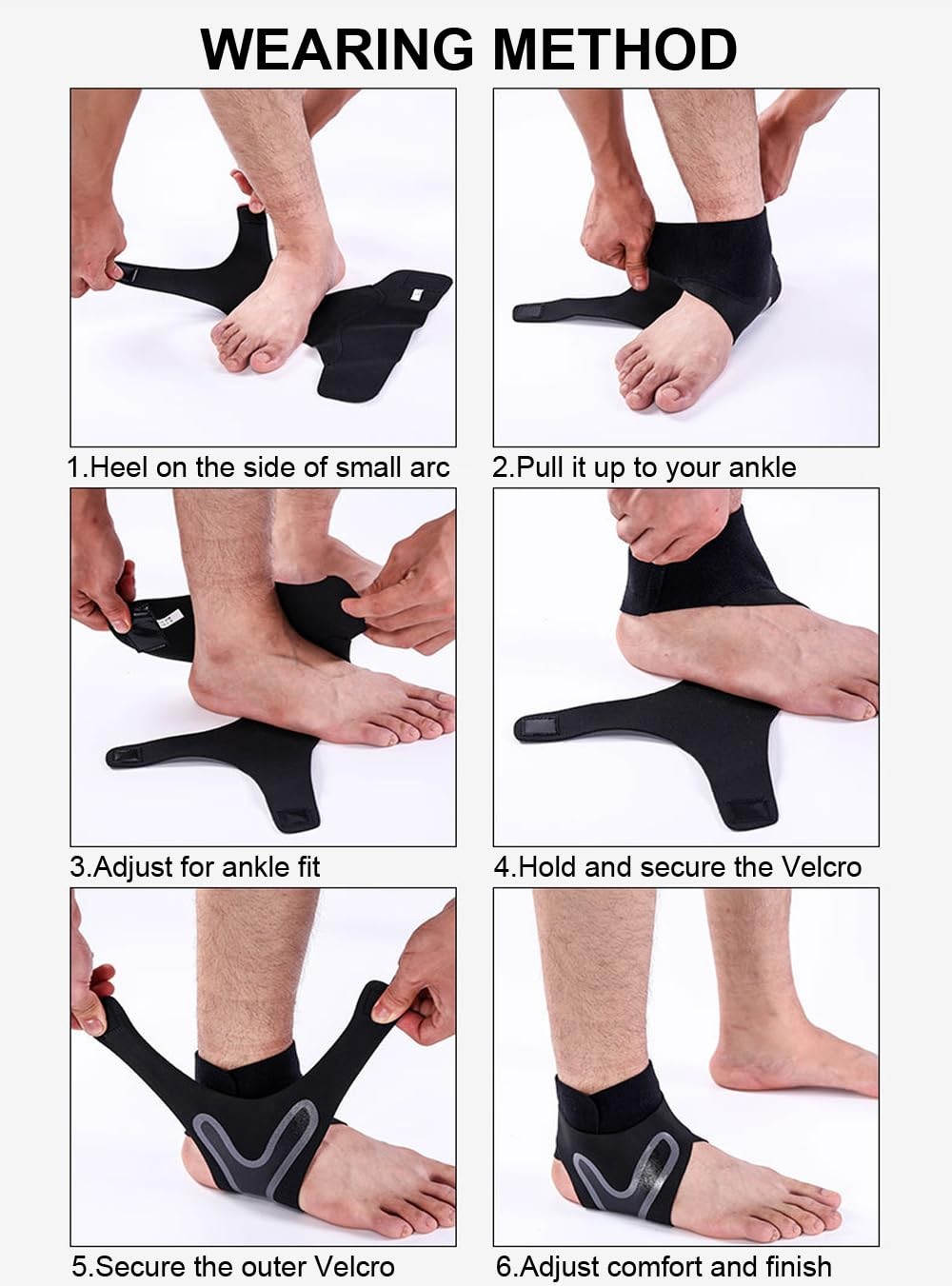 2 Pack Ankle Brace & Elastic Supports for Men & Women, Medium, Black