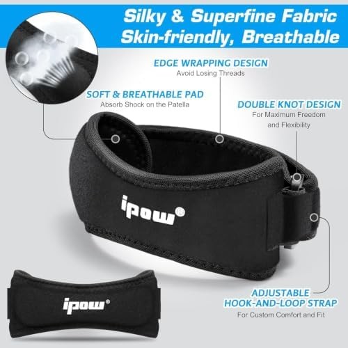 IPOW Patella Tendon Knee Strap 2 Pack Knee Pain Relief & Patella Stabilizer Knee