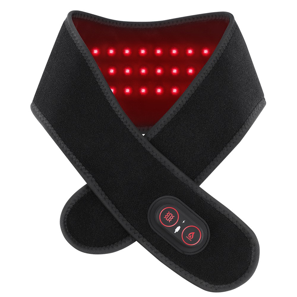Cordless Electric Heating & Vibration Neck Massager Brace with Light 36LED 660nm