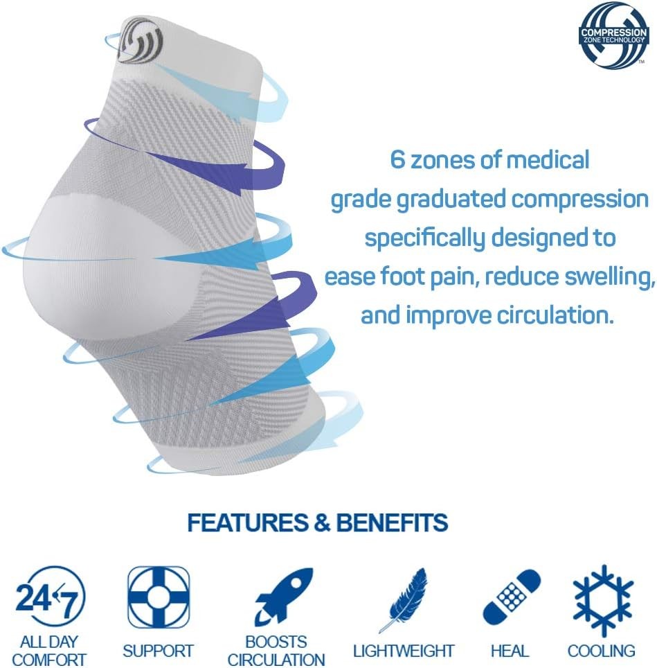 OrthoSleeve FS6 Compression Small White Foot Sleeve Pair