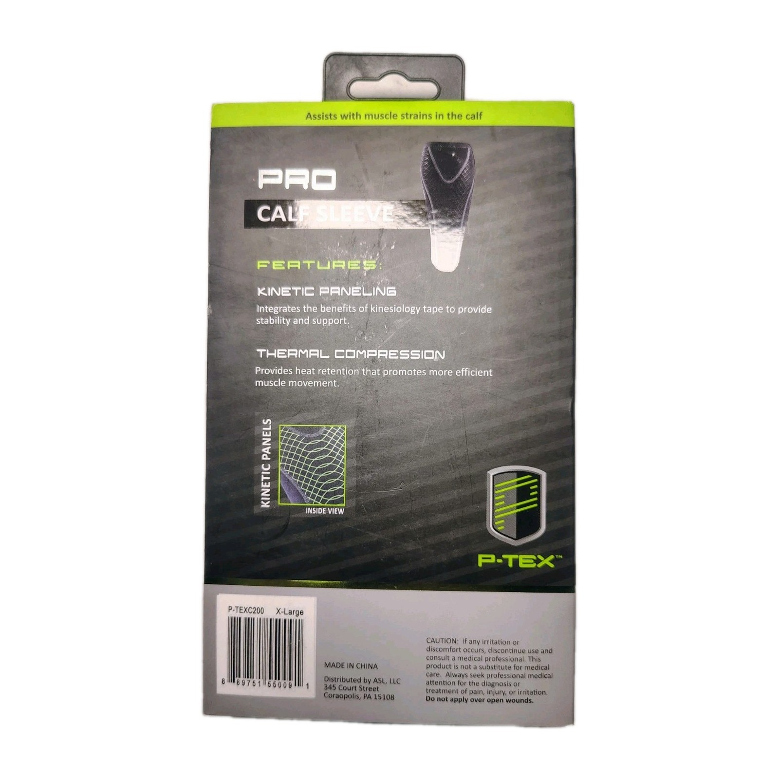 P-TEX PRO Calf Sleeve X-Large Black KineticThermal Compression New Fast Shipping