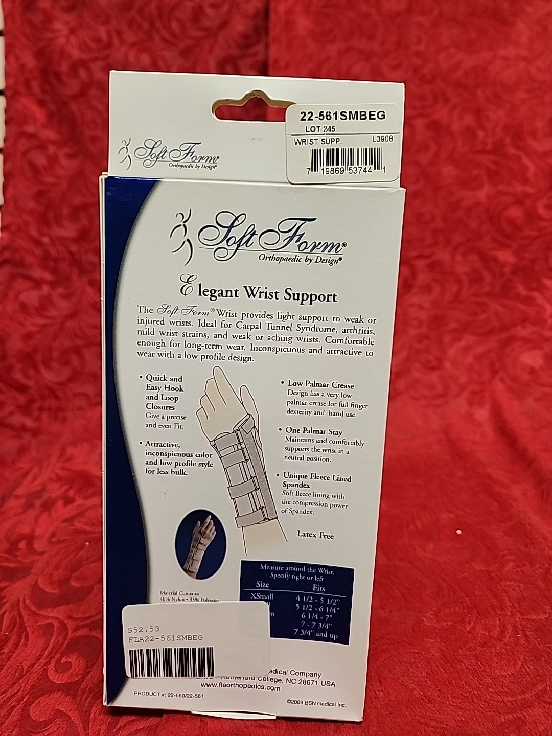 FLA Soft Form Elegant Wrist Support Left Small New In Box